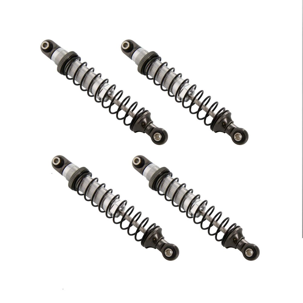 Atomik Alloy Front & Rear Shock Set - RC Car Replacement for Traxxas TRX-4 - Hardened Billet 6061 Aluminum, Front & Rear Chassis Upgrade - Grey