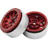 4Pcs Aluminum 1.9" Beadlock Wheel Rim for 1/10 RC Axial SCX10 CC01 F350 D90 90034, Silver Red view 4