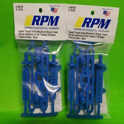 2 Pack RPM 80165 Front Includes CHICAGOLAND RC Coupon Rear Blue Shock Towers Body Mounts 2.5 3.3 Tmaxx Emaxx