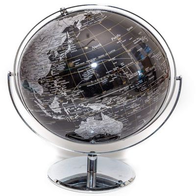 Black & Silver Globe of the World 10"