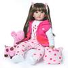 24inch Toddler Reborn Doll,Soft Silicone Vinyl Lifelike Baby Doll Detail Painting Christmas Birthday Gift+Long Hair view 1