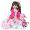 24inch Toddler Reborn Doll,Soft Silicone Vinyl Lifelike Baby Doll Detail Painting Christmas Birthday Gift+Long Hair view 2