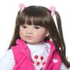 24inch Toddler Reborn Doll,Soft Silicone Vinyl Lifelike Baby Doll Detail Painting Christmas Birthday Gift+Long Hair view 4