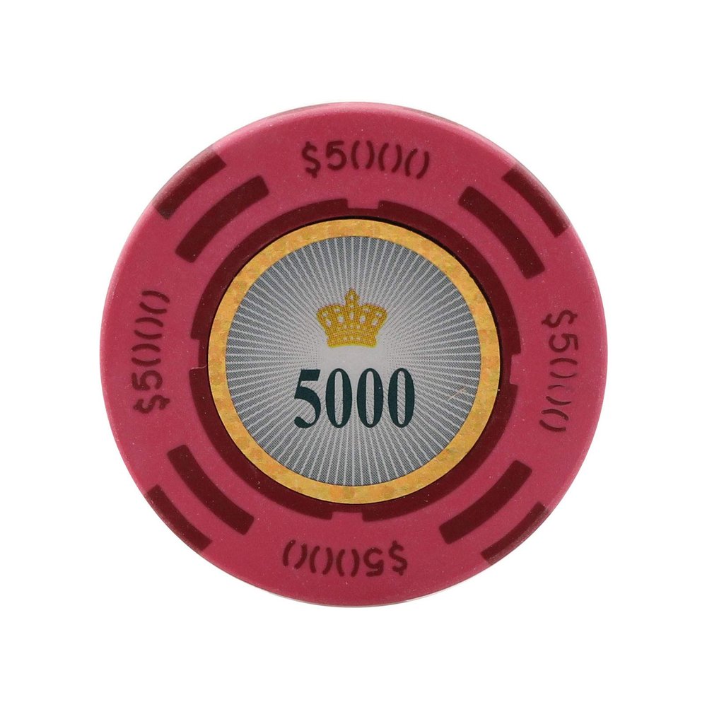 Versa Games Crown Casino Clay Poker Chips in 13.5 Gram Weight - Pack of 50 (Choose Colors) (Pink)
