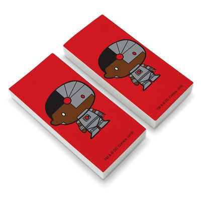 Justice League Cyborg Cute Chibi Character Eraser Set of 2