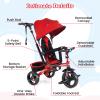 INFANS Kids Tricycle, 6 in 1 Stroll Trike with Adjustable Push Handle, Removable Canopy, Retractable Foot Plate, Lockable Pedal, Detachable Guardrail, Suitable for 10 Months to 5 Years (Red) view 2