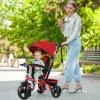 INFANS Kids Tricycle, 6 in 1 Stroll Trike with Adjustable Push Handle, Removable Canopy, Retractable Foot Plate, Lockable Pedal, Detachable Guardrail, Suitable for 10 Months to 5 Years (Red) view 3