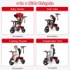 INFANS Kids Tricycle, 6 in 1 Stroll Trike with Adjustable Push Handle, Removable Canopy, Retractable Foot Plate, Lockable Pedal, Detachable Guardrail, Suitable for 10 Months to 5 Years (Red) view 4