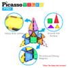 PicassoTiles Magnetic Tiles Equilateral Triangle Magnet Tile Building Set STEM Educational Construction Blocks for Kids Toddlers Boys Girls Age 3 Plus Pretend Play Learning Toy Stacking Kit PTE01 view 2