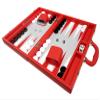 16-inch Premium Backgammon Game Set - Red Board - Grey Field - White and Red Points view 1