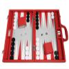 16-inch Premium Backgammon Game Set - Red Board - Grey Field - White and Red Points view 3
