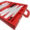 16-inch Premium Backgammon Game Set - Red Board - Grey Field - White and Red Points view 4