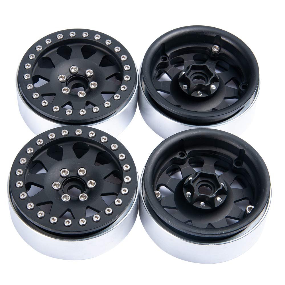 4Pcs 2.2" Aluminum Metal Beadlock Wheel Rims for Axial SCX10 CC01 D90 1/10 RC Crawler #2