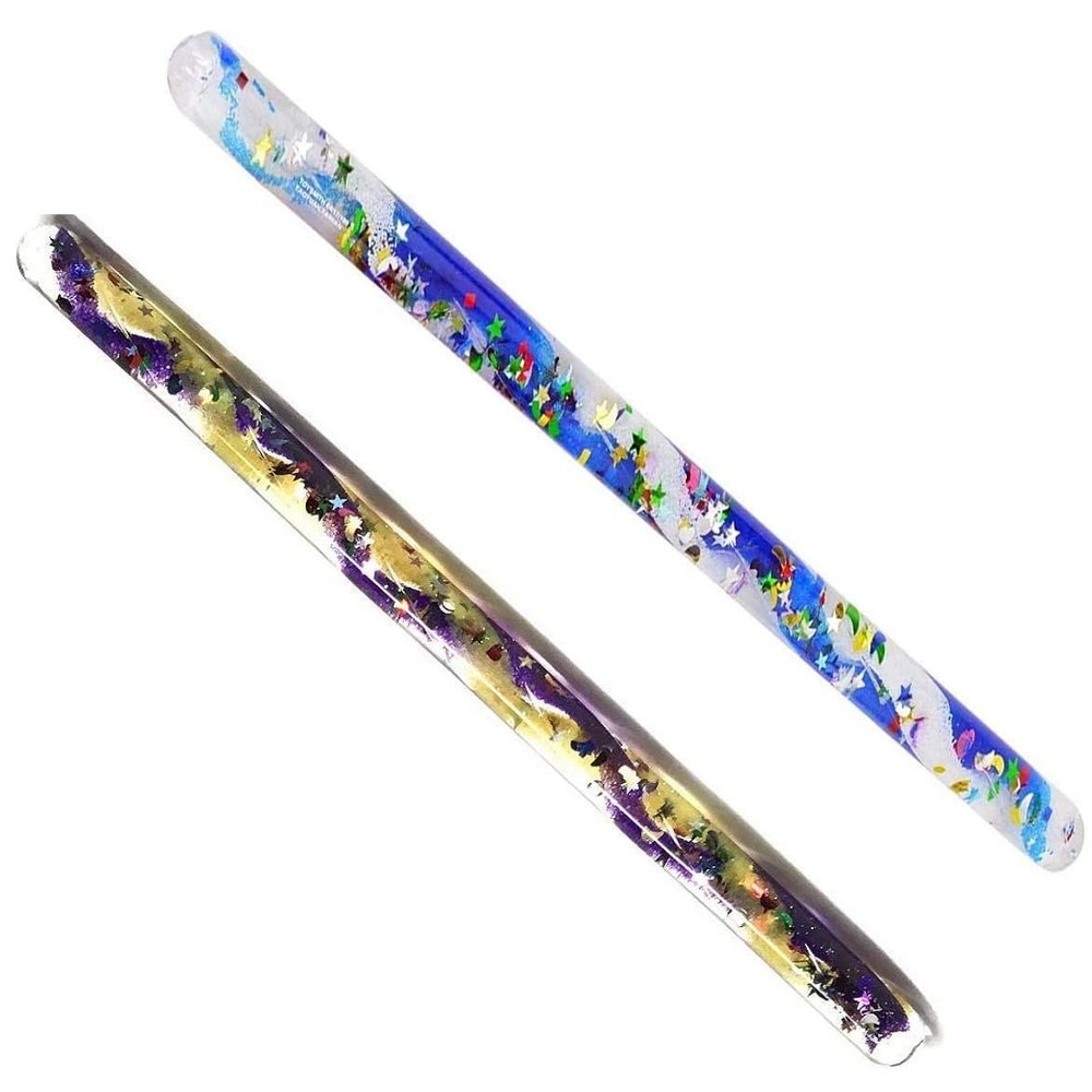 Glitter Wand, Magic Wonder Tube - Talking Stick. Two 12.5" Spiral Gliter Wands Color Tube Colors As Shown