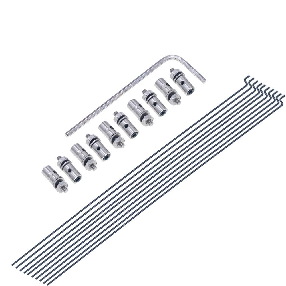 20pcs Adjustable Pushrod Connector Linkage Stopper&1.2mm x L190mm (7.5 inch) Steel Z Push Rods Parts w/Storage Box for RC Airplane Plane Boat Replacement