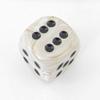 Ivory Marbleized Die with Black Pips D6 30mm (1.18in) Pack of 1 Chessex view 1
