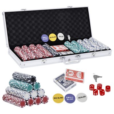 JupiterForce 500 Pcs Poker Chip Set with Aluminum Case, 11.5 Gram Poker Chips for Texas Holdem Blackjack Gambling Casino Game