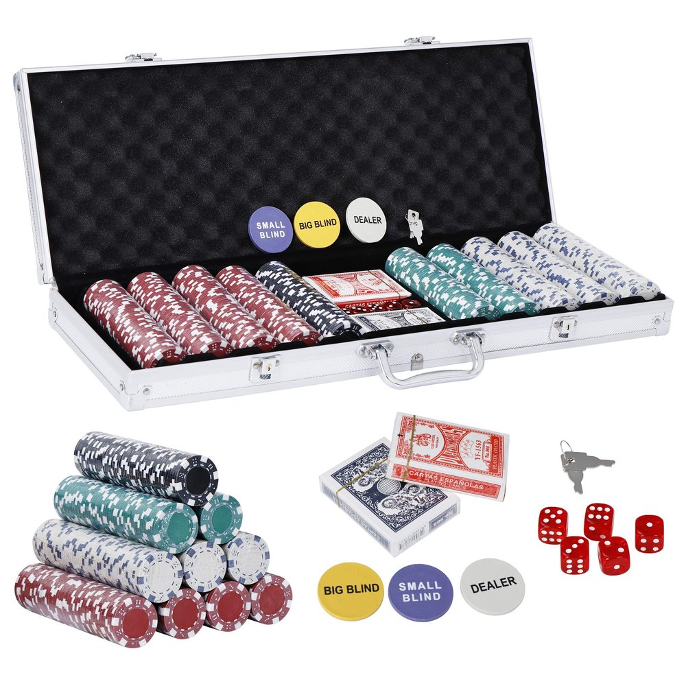 JupiterForce 500 Pcs Poker Chip Set with Aluminum Case, 11.5 Gram Poker Chips for Texas Holdem Blackjack Gambling Casino Game