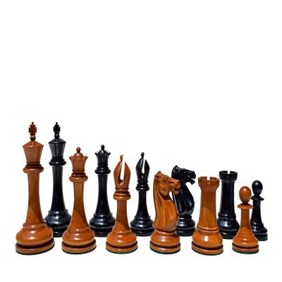 1853-55 Jaques Paulsen Series 3.5" Antiqued Boxwood/Ebony- The Chess Empire Luxury Staunton Wood Chess Pieces only Set