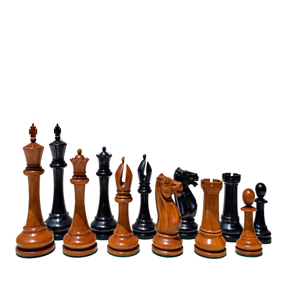 1853-55 Jaques Paulsen Series 3.5" Antiqued Boxwood/Ebony- The Chess Empire Luxury Staunton Wood Chess Pieces only Set