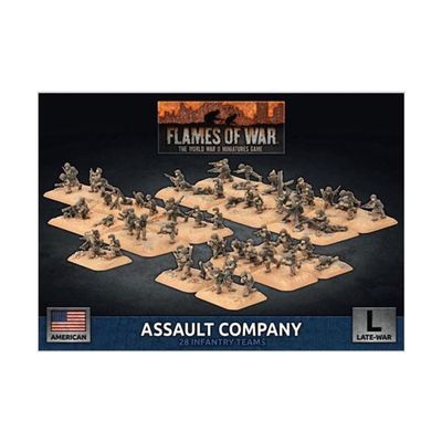 Flames of War: American Assault Company (Late-War) - Miniature Wargame - Ages 16+ - 37 Pieces - Plastic & Metal - Assembly Required