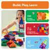 PicassoTiles 100pc Magnetic Tile Mini Diamond Set Travel Size STEM Educational Building Kit for Toddlers Preschool Boys Girls Age 3 Plus Montessori Indoor Learning Toy for Creative Development PTM100 view 4