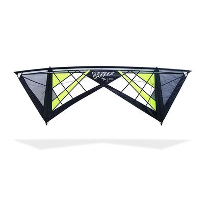 Revolution Kites Reflex RX Spider Sport Wing Kite (Vented Model) - Handles/Line Set / 1 Extra Rod and Sleeve (Lime/Grey/Black/Black Center)