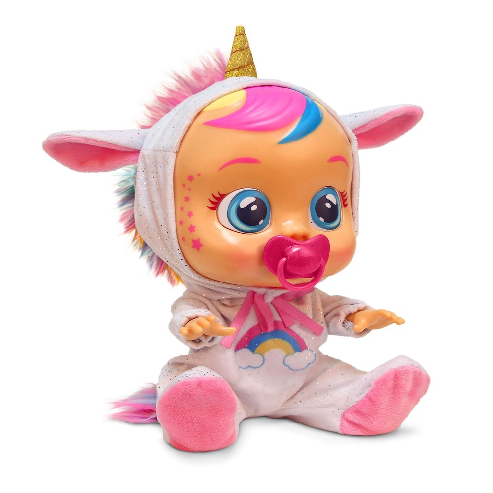 Cry Babies Dreamy the Unicorn 12 Baby Doll | Shimmery Removable Rainbow Pajamas For Girls and Kids 18 Months and Up , Pink