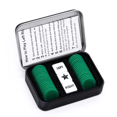 Bilywey Left Right Center Dice Game Set with 3 Dices + 36 Chips (Green)