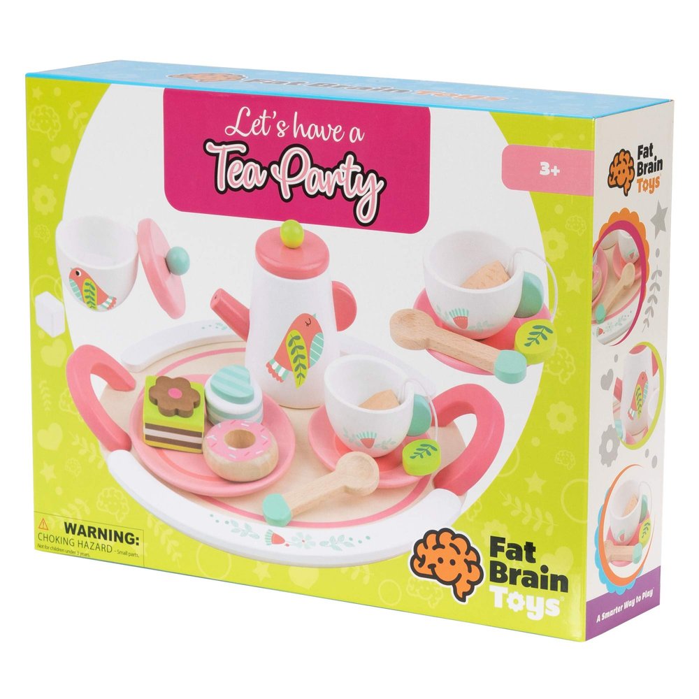 Fat Brain Toys Let's Have a Tea Party - Wooden Pretend Playset for Ages 3+