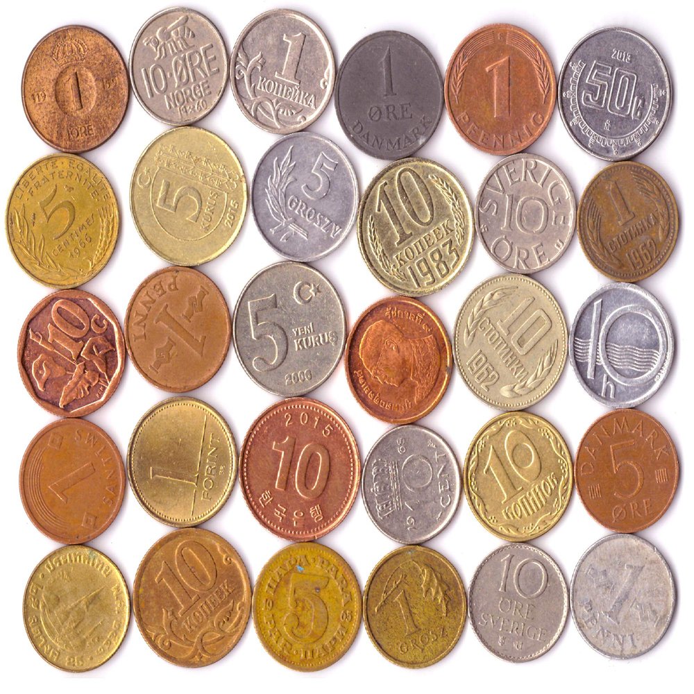 Set of 30 Smallest and Different Coins from All Over The World