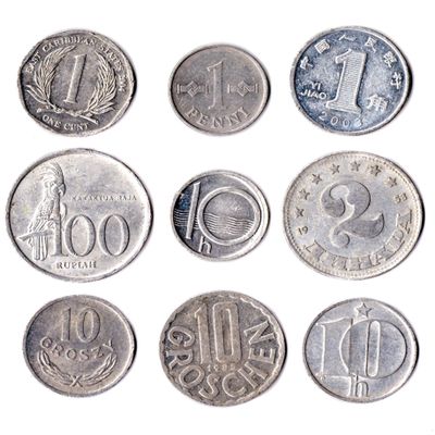 Set of 9 Coins from 9 Different Countries Aluminium Coins LOT