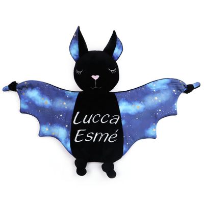 Halloween Baby Plush Bat Personalized Security Blanket Lovey Plush First Baby Halloween Baby Shower Gift Gothic (Sky)
