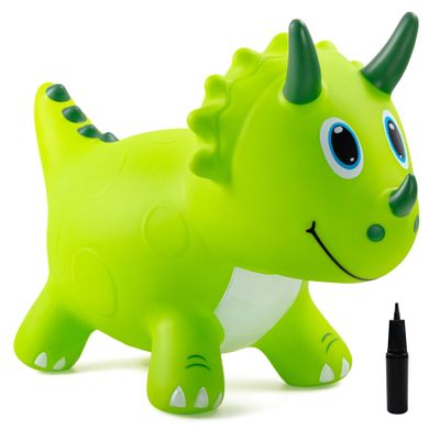 EVERICH TOY Kids Dinosaur Bouncy Animal Toys, Inflatable Triceratops Bouncer, Ride on Bounce Hopper, Indoor Outdoor Activity Birthday Gift for 18 Months 2 3 4 Years Old Boys
