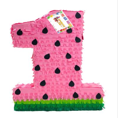 APINATA4U 20" Tall Number One Piata Pink Watermelon Theme First Birthday Party Decoration