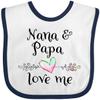 inktastic Nana and Papa Love Me- Heart Grandchild Baby Bib White and Navy 37616 view 1