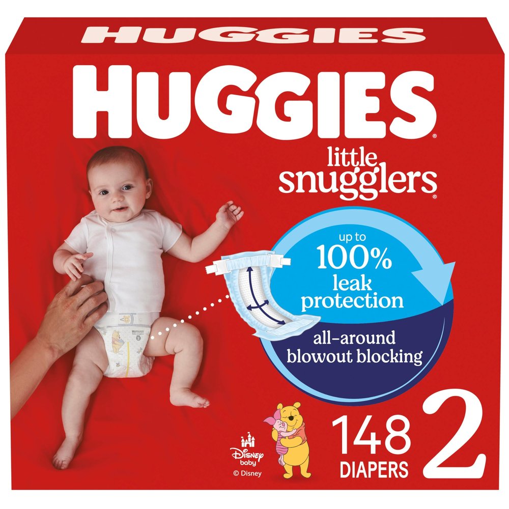 Huggies Size 2 Diapers, Little Snugglers Baby Diapers, Size 2 (12-18 lbs), 148 Count