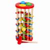 Montessori Children Hand-Eye Coordination Training Wood Toys Roll Wood Tower with Hammer Knock Games Knock Ball Drop Ladder Game view 2