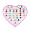 Sunmall 36pcs Little Girl Adjustable Rhinestone Gem Rings Set with Heart Shape Display Case, Jewelry Rings for Kids Pretend Play and Dress Up view 3
