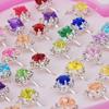 Sunmall 36pcs Little Girl Adjustable Rhinestone Gem Rings Set with Heart Shape Display Case, Jewelry Rings for Kids Pretend Play and Dress Up view 4