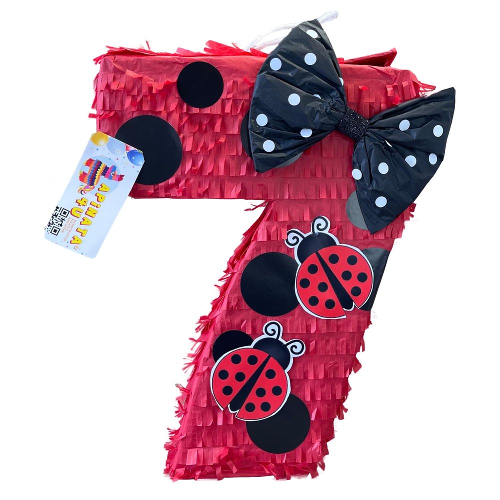 APINATA4U Large Number Seven Pinata Ladybug Theme 20"