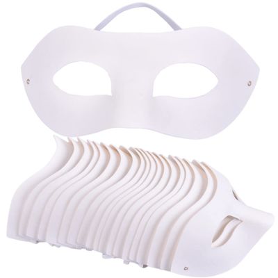 RUSVNO 20 Pieces Paper Mache Art Masks DIY Blank Paintable Paper Mask White Masquerade Masks