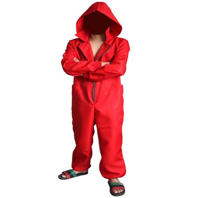 Angelaicos Unisex Red Jumpsuits Mask Halloween Party Costume Full Set (L)