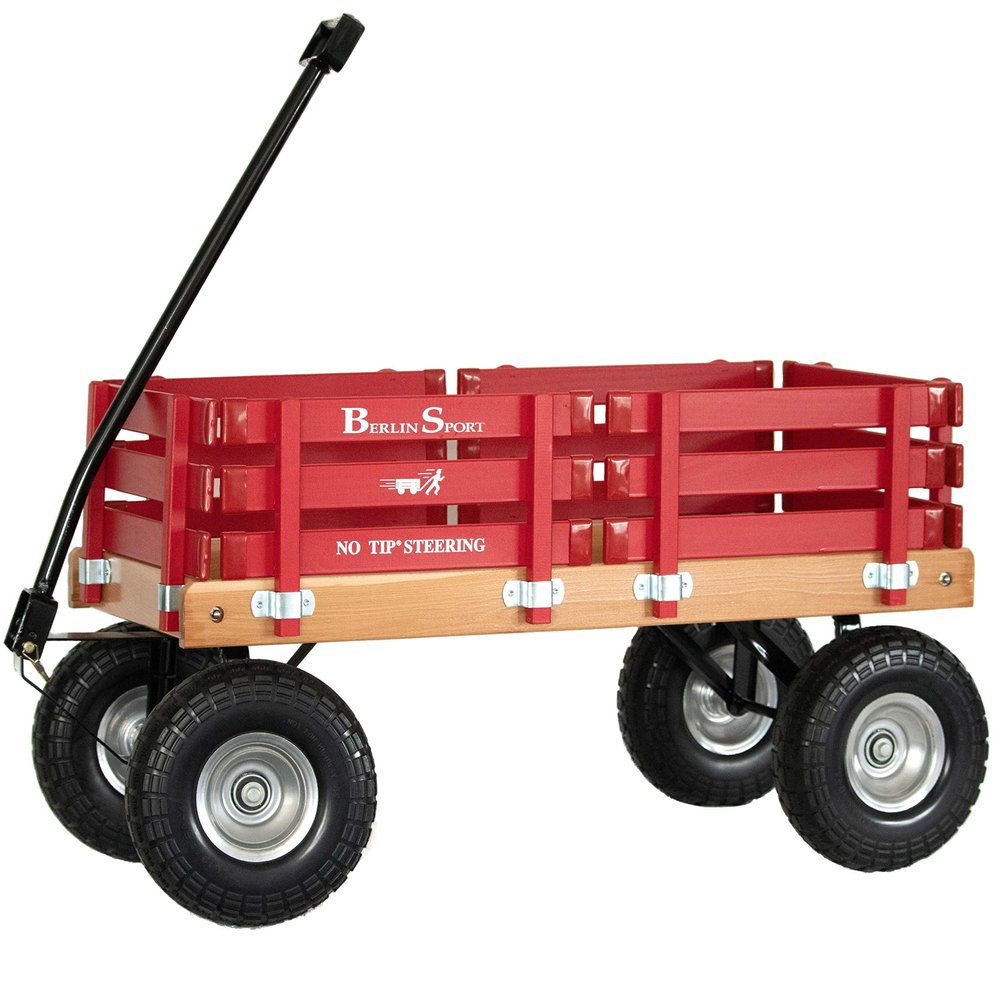 Berlin Flyer Sport Kid's Wagon - Model F410 - Amish Made in Ohio, USA - 10" No-Flat Tires (Red)
