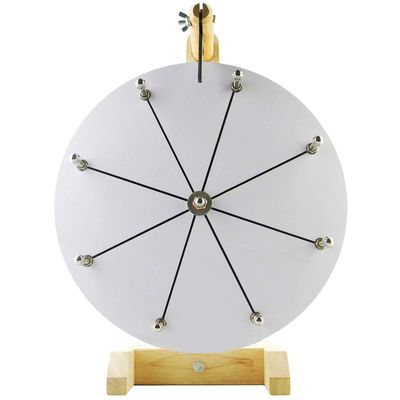 WoodWell 12 Inch Tabletop Spinning Prize Wheel w/Wood Stand | Dry Erase | 8 Customizable Slots | Casino Games | Family Night | Classrooms | with Markers and Eraser