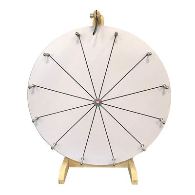 WoodWell 20 Inch Tabletop Spinning Prize Wheel w/Wood Stand | Dry Erase | 12 Customizable Slots | Casino Games | Family Night | Classrooms | with Markers and Eraser