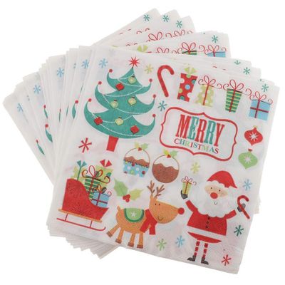 100pcs Christmas Paper Napkin Disposable Party Napkins Party Tableware Tissue for Xmas Table Decor Birthday Wedding Party Favors - Style A