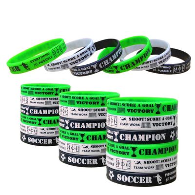 CupaPlay 24 PCS Soccer Motivational Silicone Wristband - Personalized Rubber - Sports Prizes -Birthday Party Goodie Bag Stuffers - Carnival/Events/Teacher