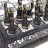 Egyptian Anubis Chess Set Black Silver and Gold Men with 16" Hieroglyphic Board view 1