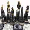 Egyptian Anubis Chess Set Black Silver and Gold Men with 16" Hieroglyphic Board view 3